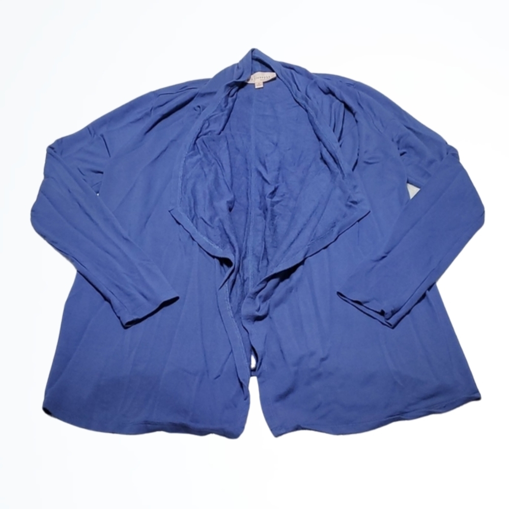 Philosophy Dusty Blue Open Front Relaxed Draped Mid Weight Cardigan Size Small